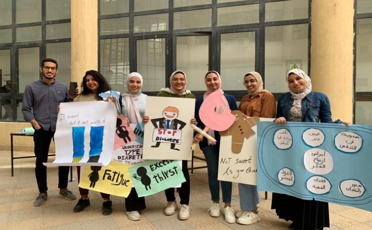  The Egyptian Pharmaceutical Students’ Federation (EPSF) at the Faculty of Pharmacy- Egyptian Russian University organizes a campaign for raising the community’s awareness about diabetes mellitus and its early detection