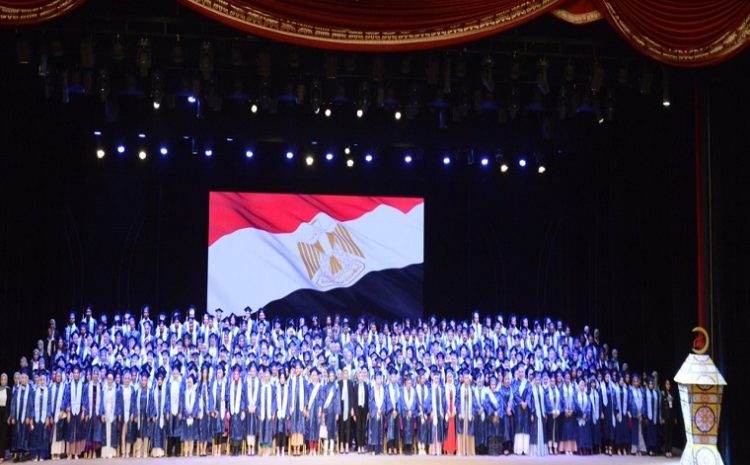  Part of the Egyptian Russian University’s celebration of the graduation of three classes of the Faculties of “Pharmacy and Engineering”
