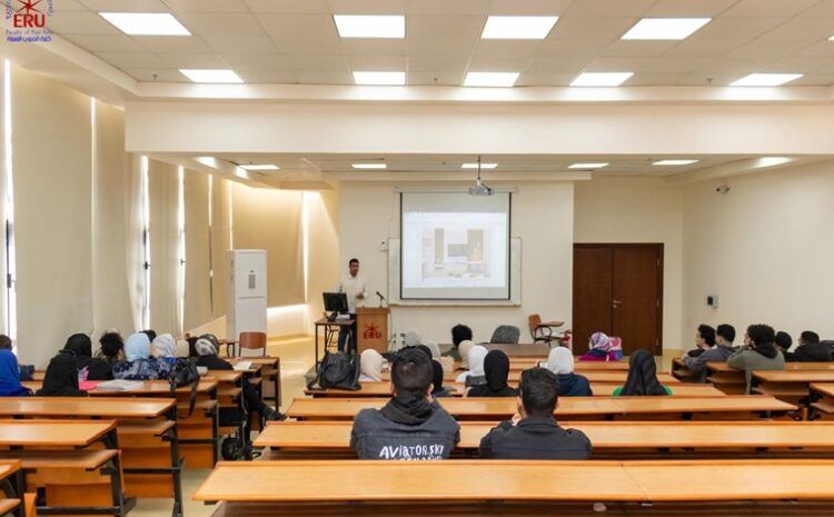  A lecture at the Faculty of Fine Arts at the Egyptian Russian University on “Implementing Interior Architecture Designs”